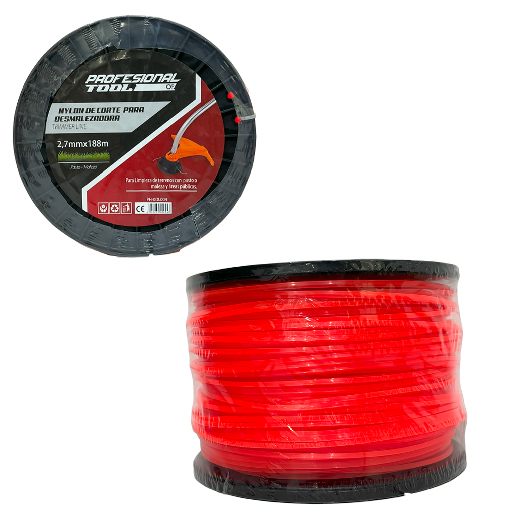 NYLON DESMAL CUADRADO 2.7MM x 188MTS PROF TOOLS 8-534