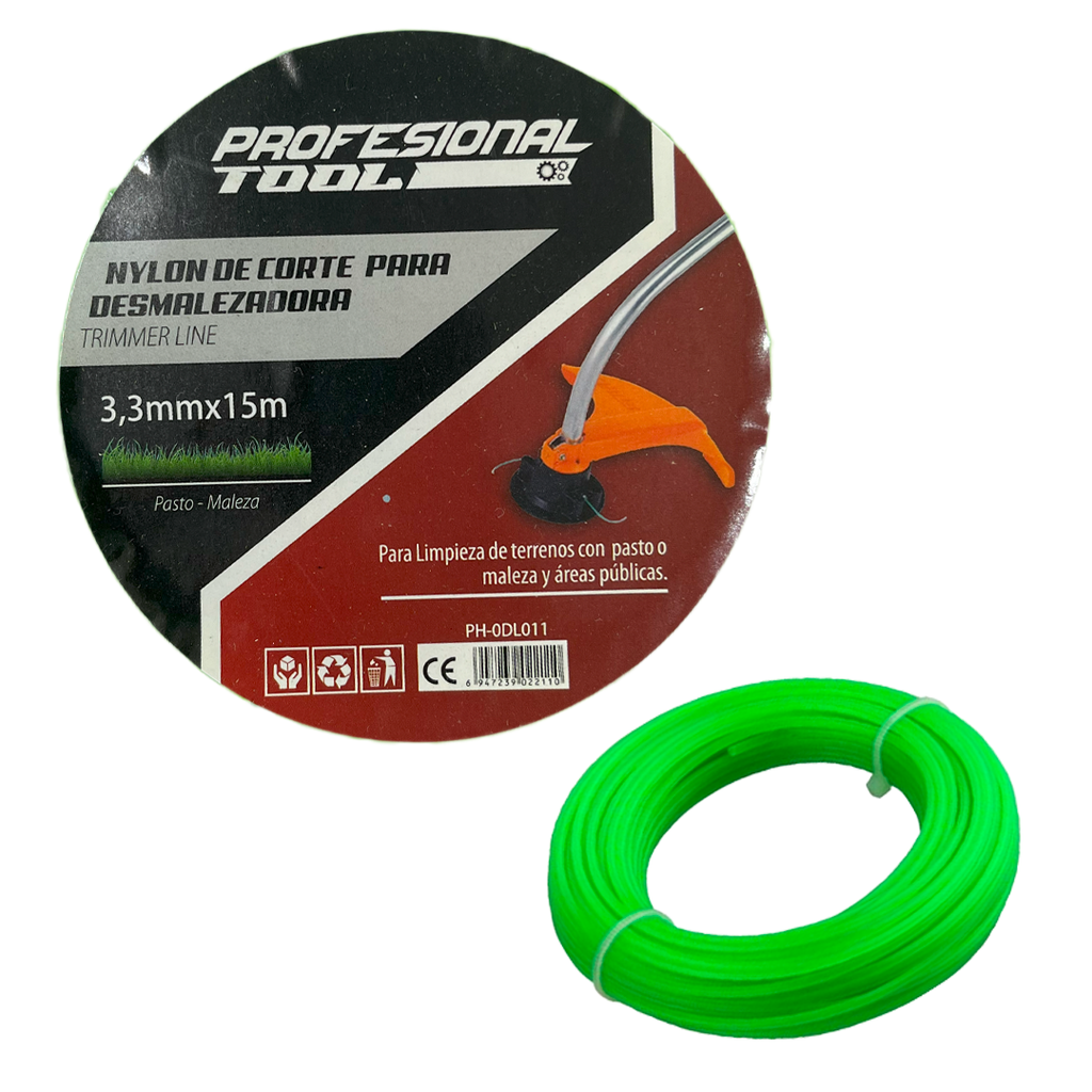 NYLON DESMAL CUADRADO 3.3MM x 15MTS PROF TOOLS 8-535