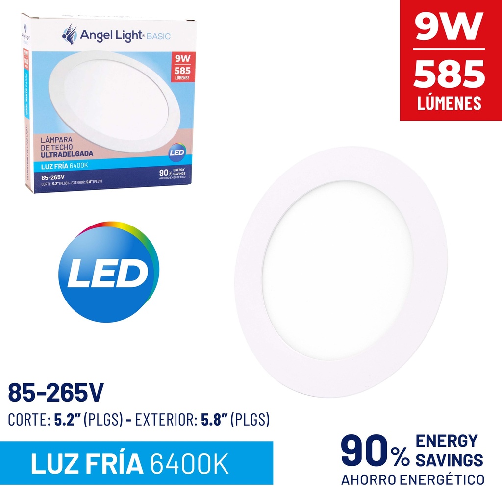 PANEL LED EMP RED LUZ FRIA 9W ANGEL L 8-555