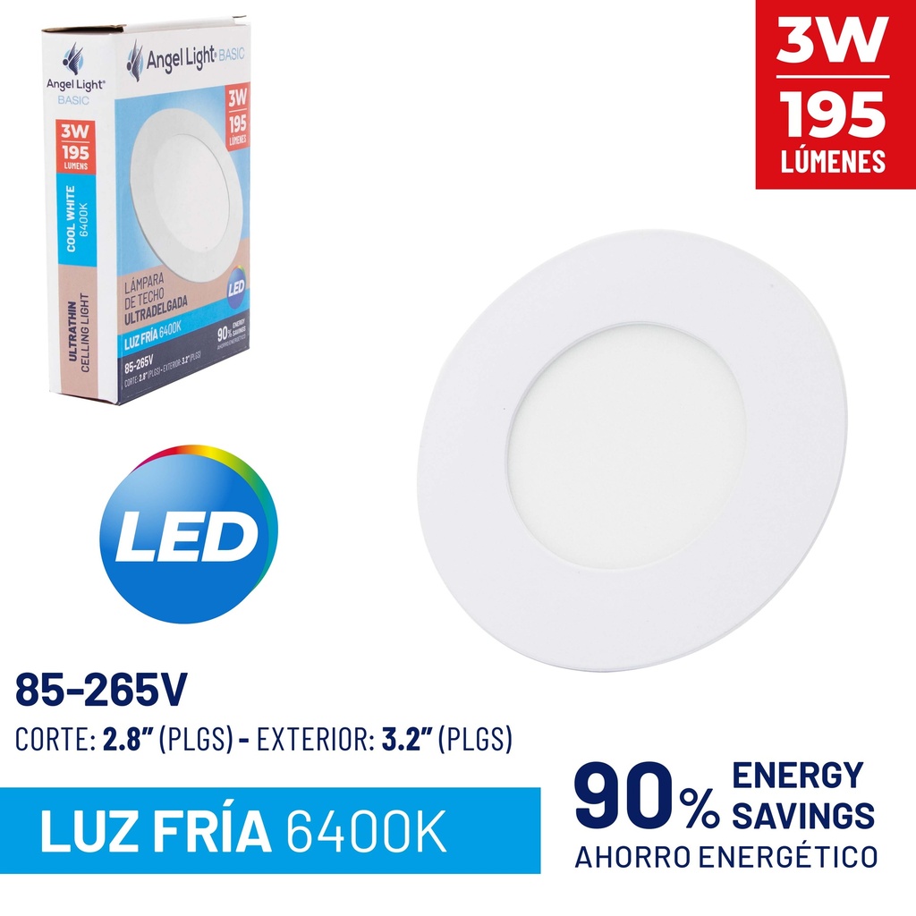 PANEL LED EMP RED LUZ FRIA 3W ANGEL L 8-566