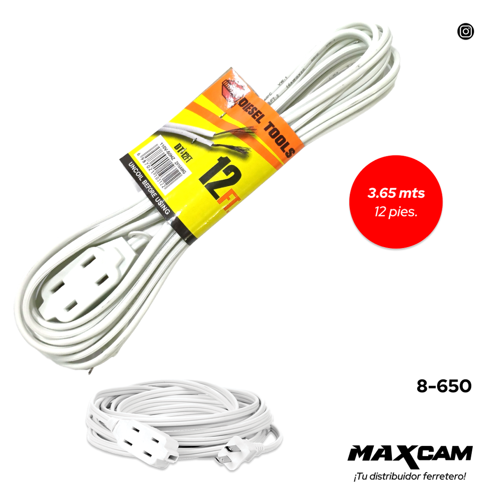 EXTENSION ELECTRICA BLANCA 3.65 MTS DIESEL T 8-650