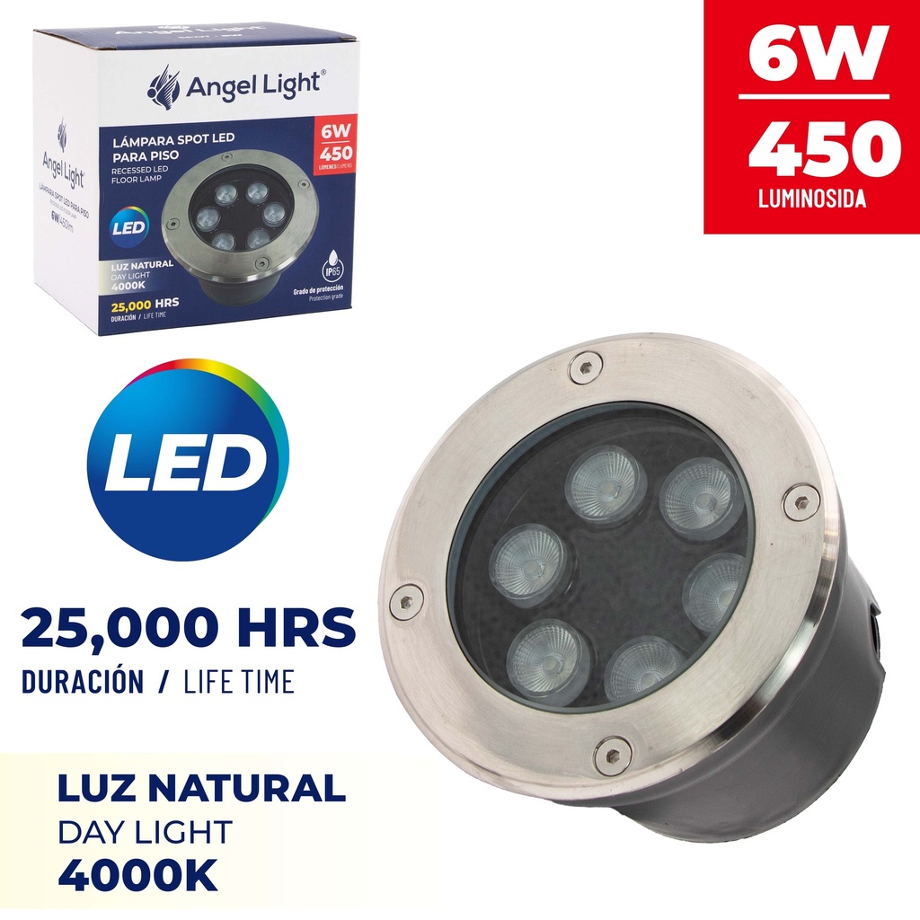 SPOT LED P/PISO LUZ NATURAL 6W ANGEL LIGHT 8-677