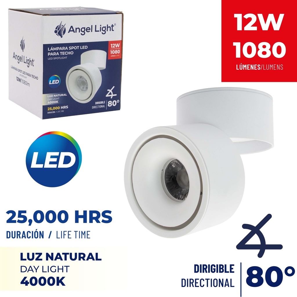 LAMPARA BLANCA P/TECHO 12W ANGEL LIGHT 8-680
