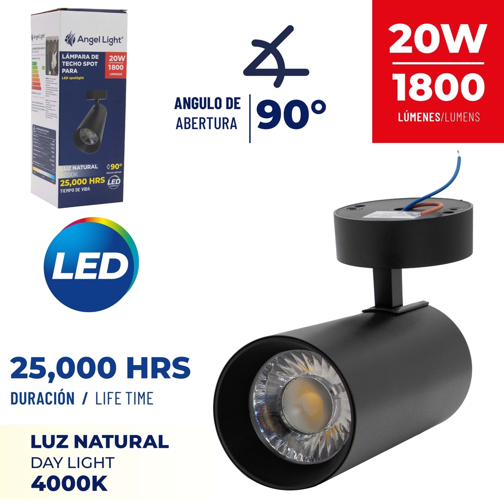 LAMPARA NEGRA P/TECHO 20W ANGEL LIGHT 8-681
