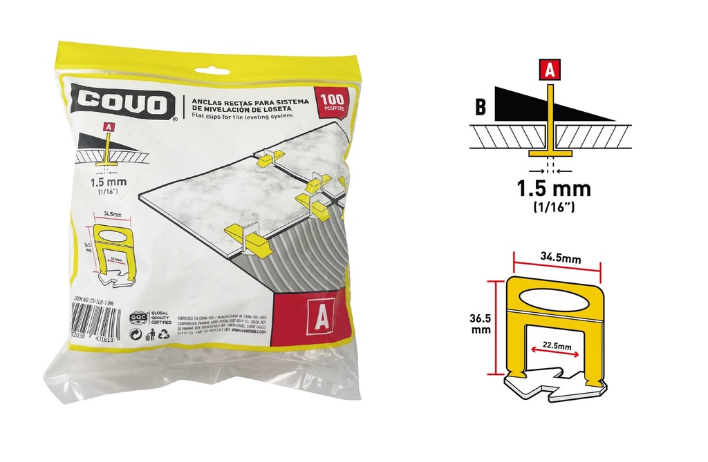 SEPARADOR NIVELADOR P/PISOS 1.5MM x 100 UNID COVO 8-690