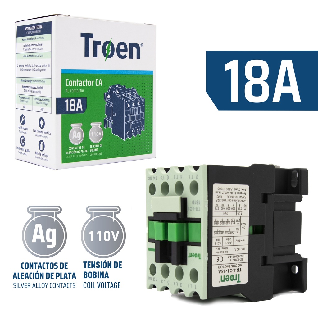 CONTACTOR 18A 110V TROEN 8-709