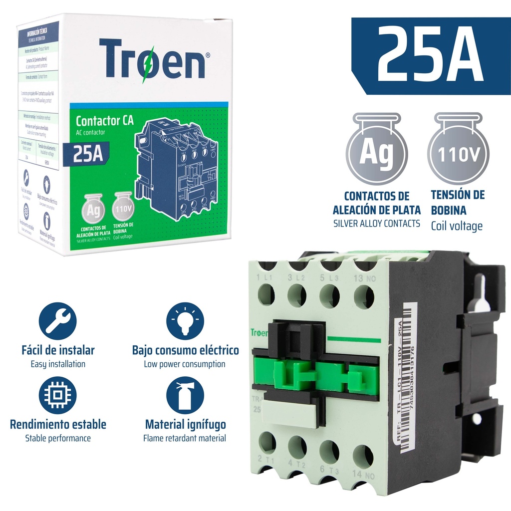 CONTACTOR 25A 110V TROEN 8-715