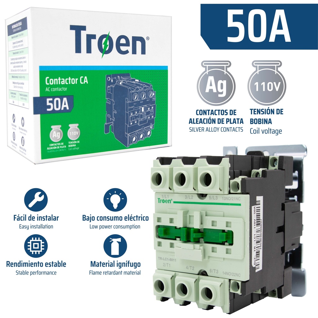 CONTACTOR 50A 110V TROEN 8-740