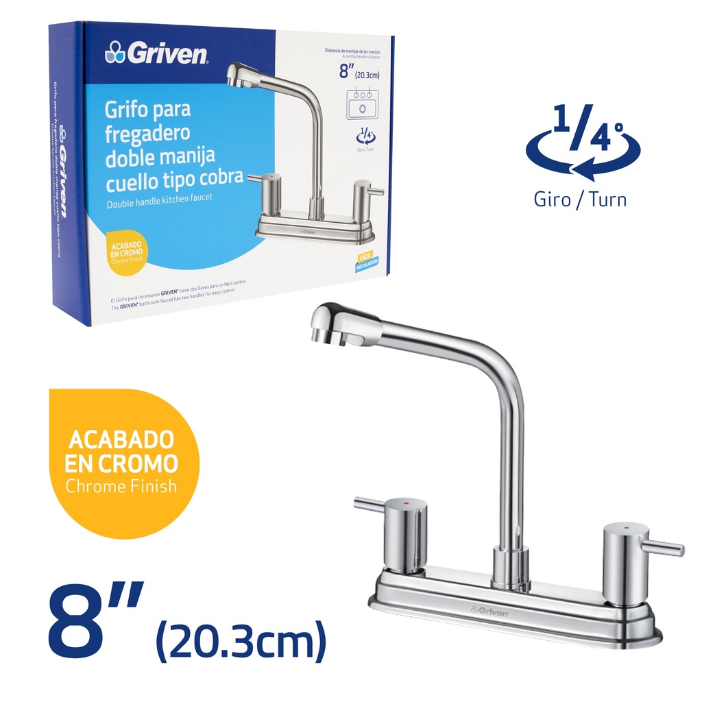 LLAVE FREGADERO DOBLE 8" GRIVEN 8-747