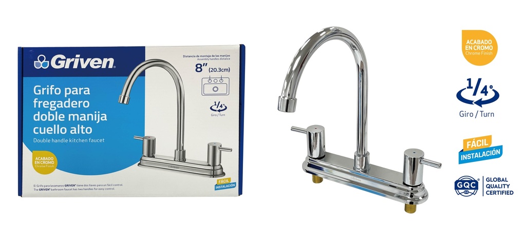 LLAVE FREGADERO DOBLE 8" GRIVEN 8-763