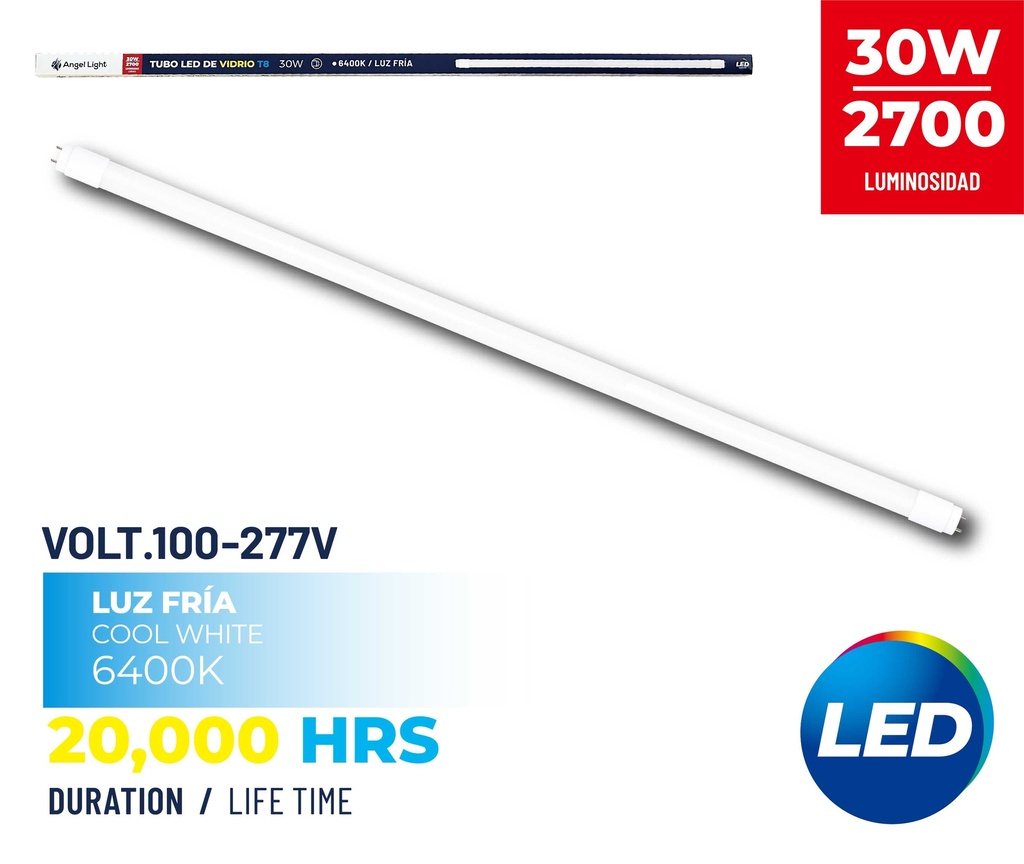 TUBO LED VIDRIO T8 30W ANGEL L 8-766