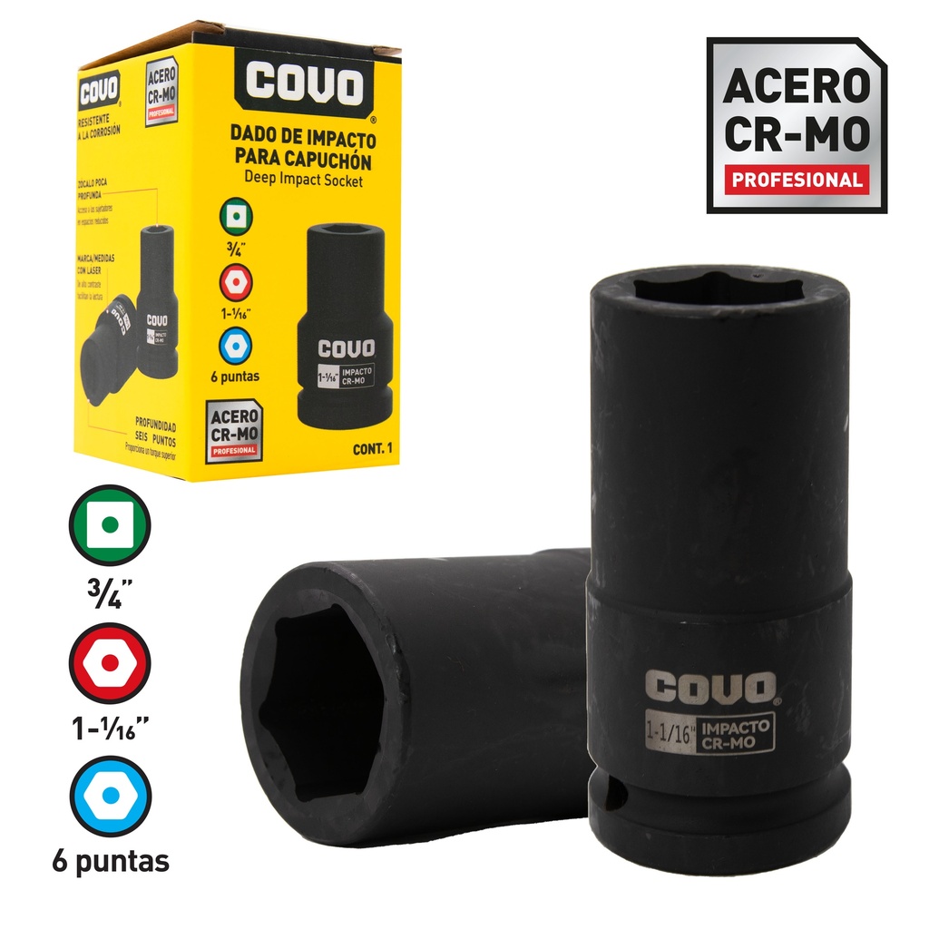 DADOS DE IMPACTO 34MM x 1 1/16" COVO 8-789