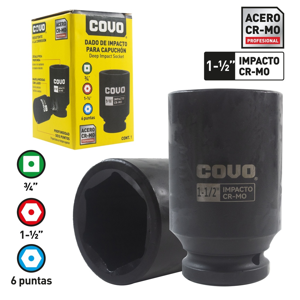 DADOS DE IMPACTO 34MM x 1 1/2" COVO 8-790
