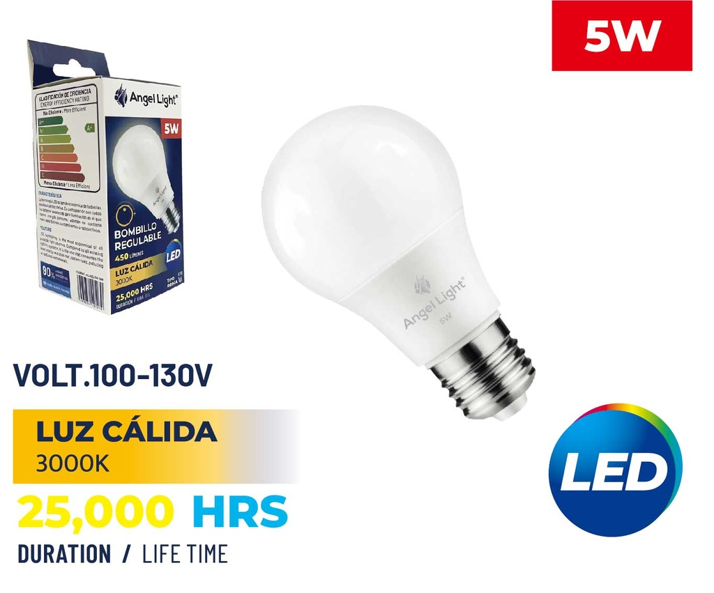 BOMBILLO LED 5W LUZ CALIDA REGULABLE ANGEL L 8-830