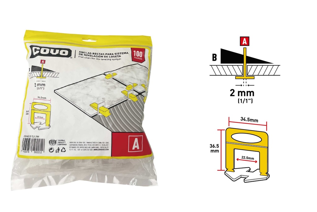 SEPARADOR NIVELADOR P/PISOS 2MM x 100 UNID COVO 8-836