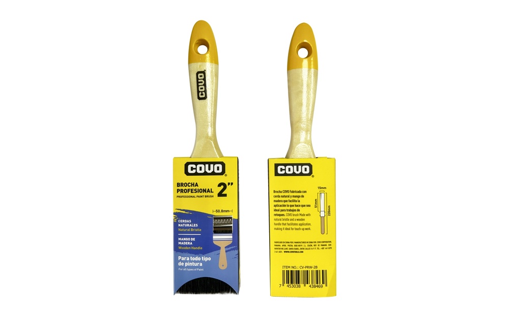 BROCHA M/MADERA CERDA NEGRA 2" COVO 8-840