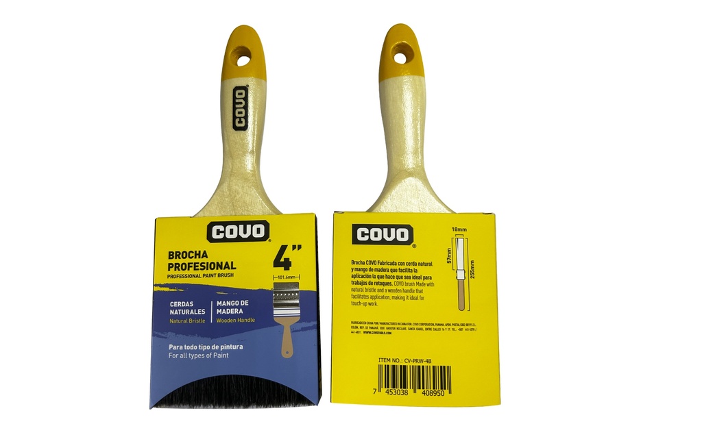 BROCHA M/MADERA CERDA NEGRA 4" COVO 8-844