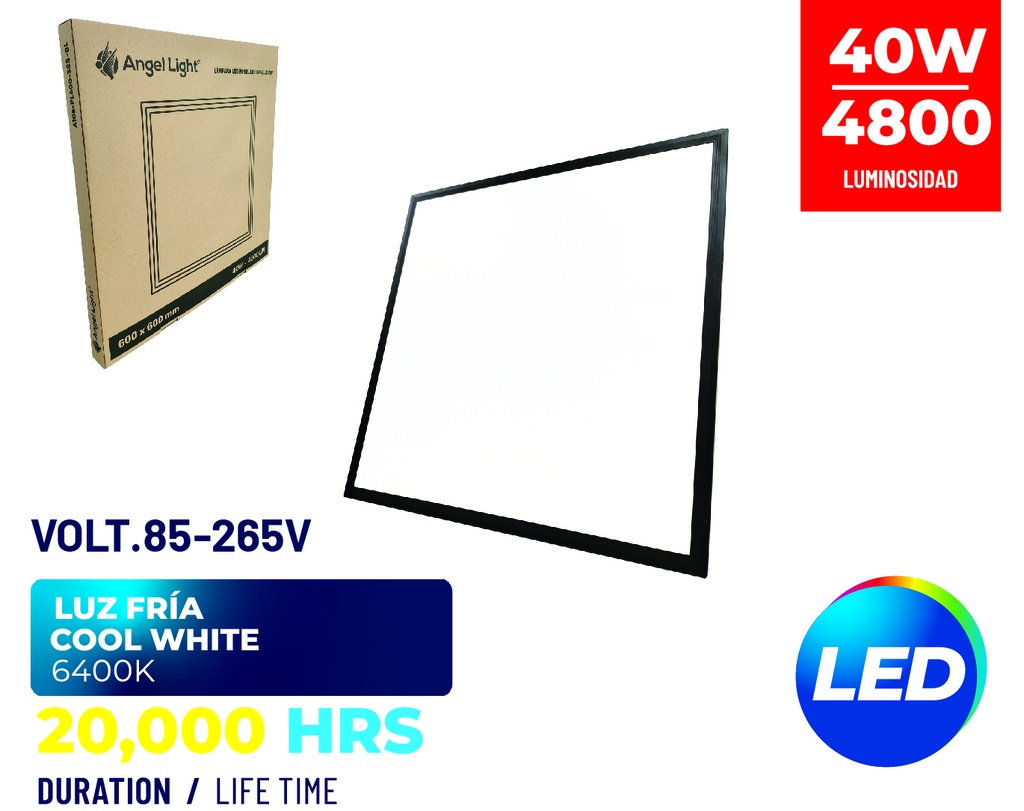 LAMPARA LED EMP 40W 60CMX60CM NEGRA ANGEL L 8-846