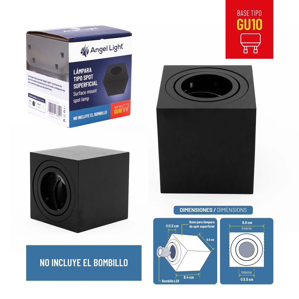 LAMPARA LED CUAD SUPERF NEGRA ANGEL L 8-856