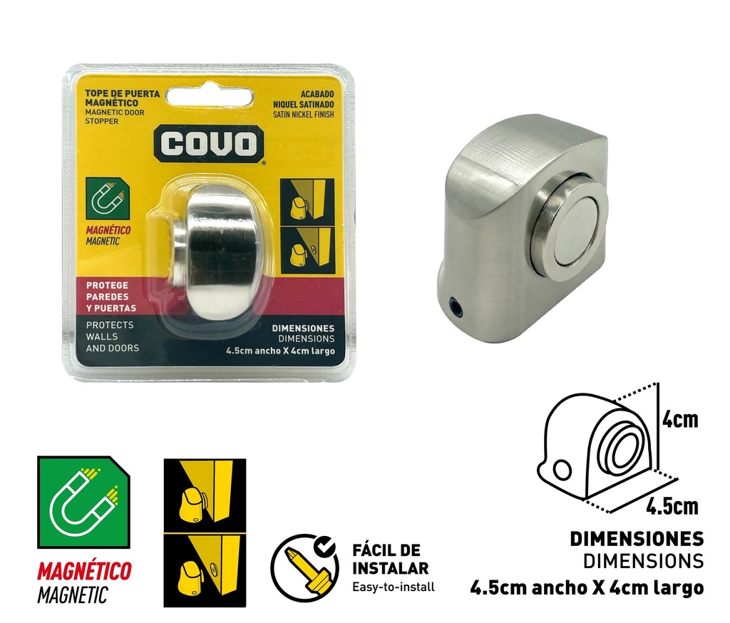 TOPE P/PUERTA MAGNETICO SATINADO COVO 8-877