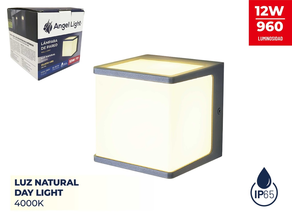 LAMPARA DE PARED 12W LUZ NATURAL ANGEL L 8-899