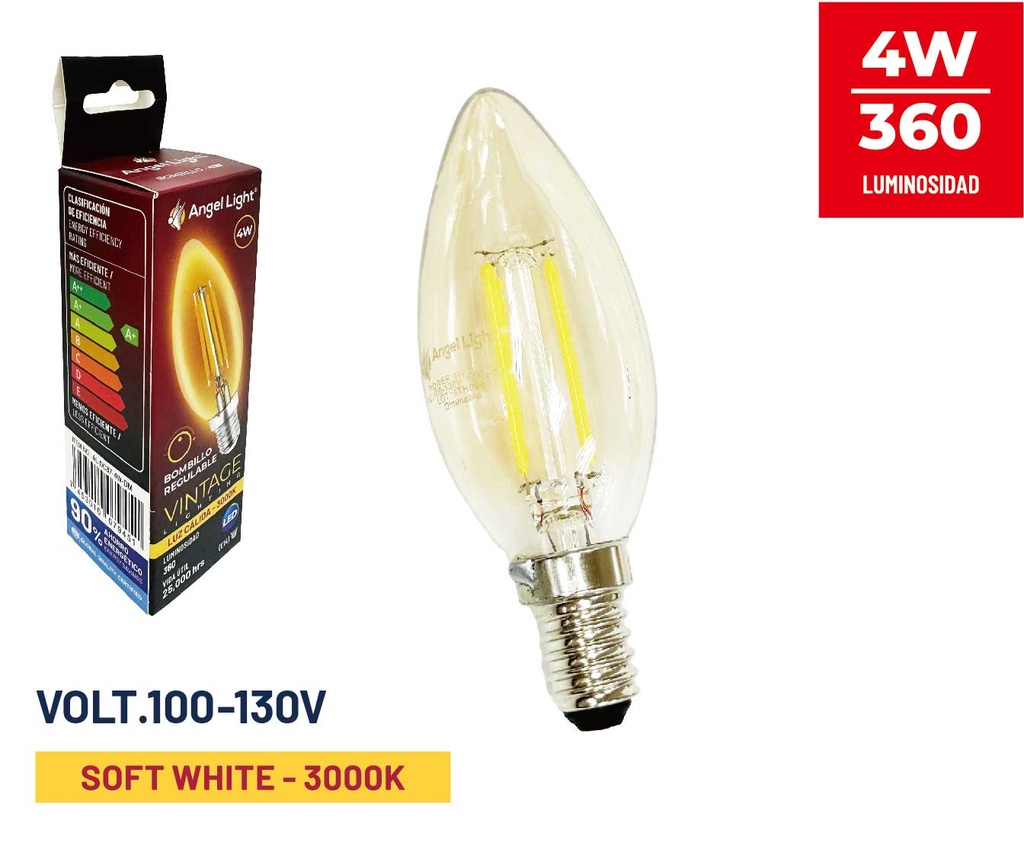 BOMBILLO VINT LED 4W REGULABLE L C 110v ANGEL L 8-915