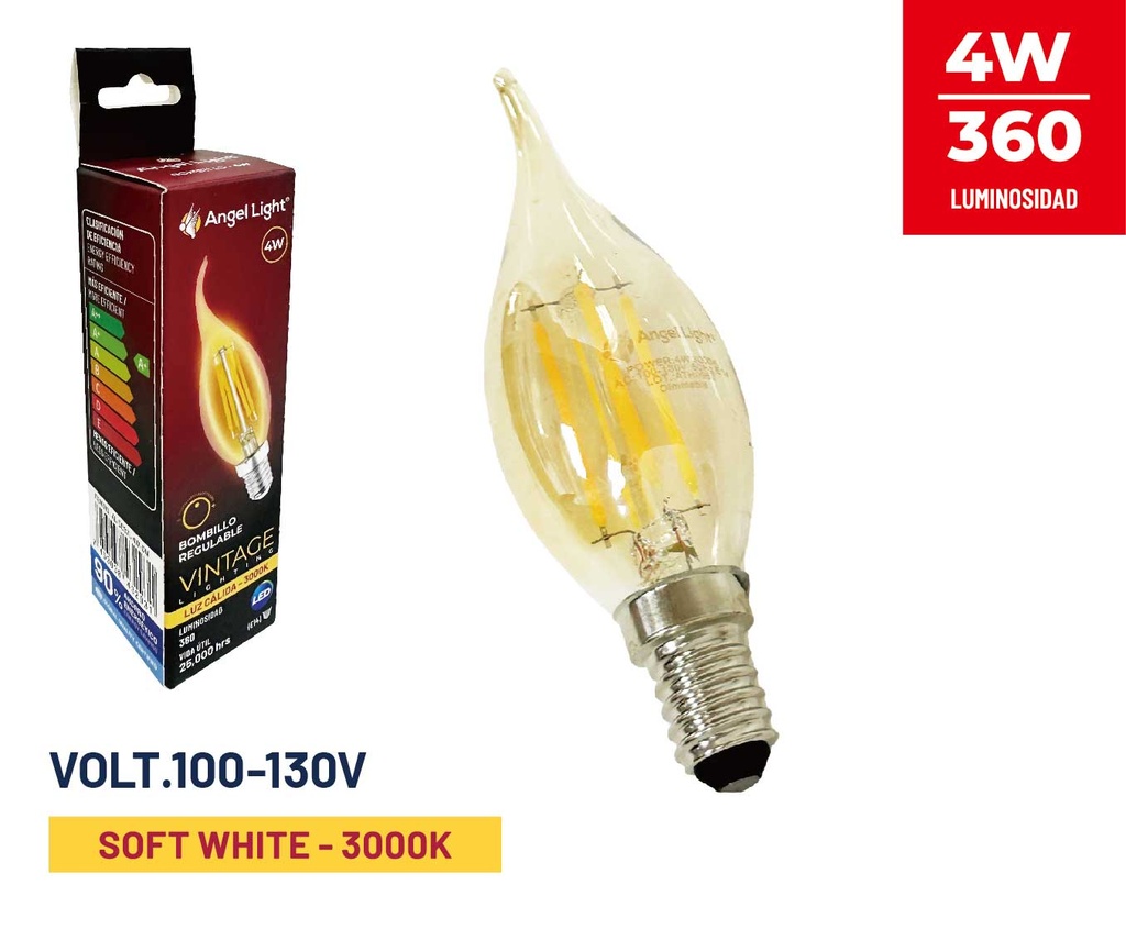BOMBILLO VINT LED 4W REGULABLE L C 110v ANGEL L 8-916