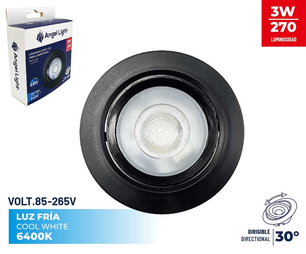 PANEL LED EMP RED MOVIBLE 3W NEGRO ANGEL L 8-917