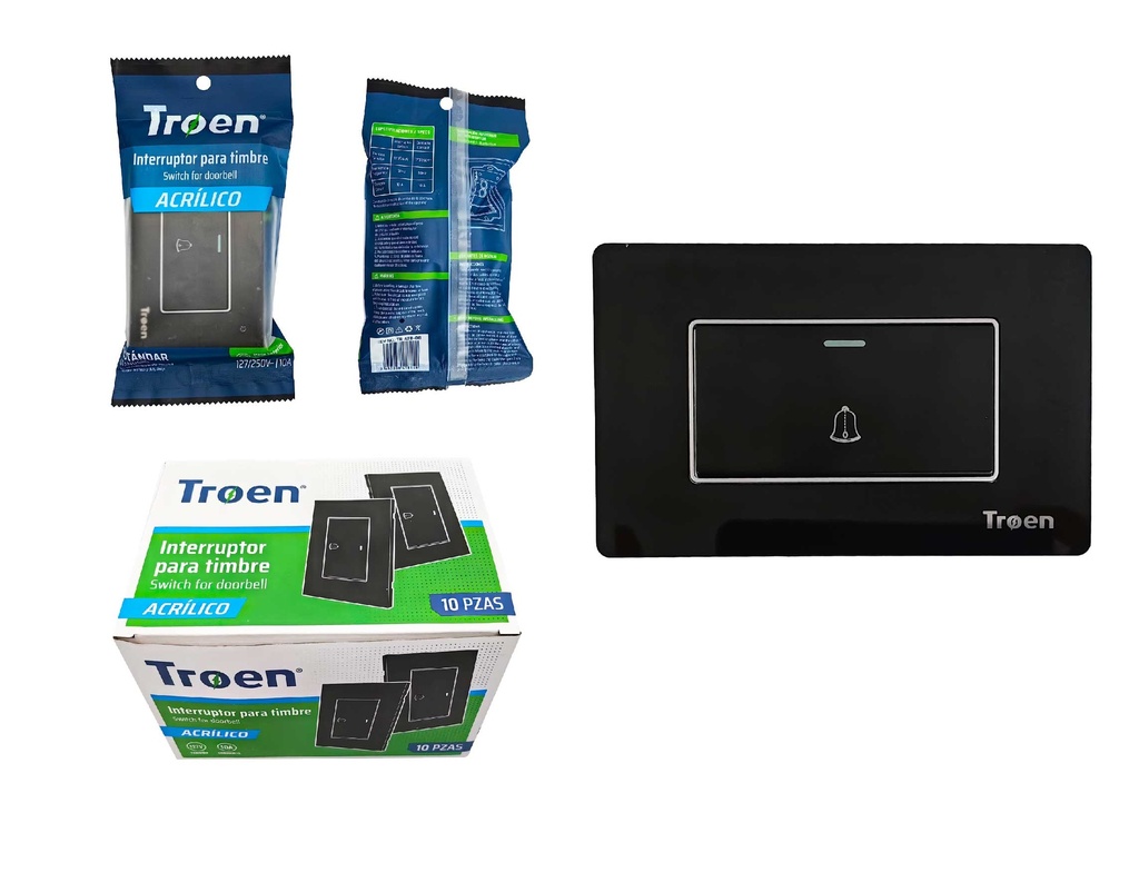 INTERRUPTOR P/TIMBRE ACRILICO NEGRO TROEN 8-932