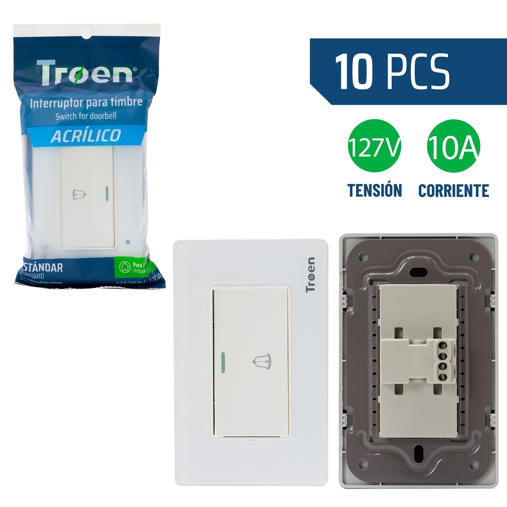 INTERRUPTOR P/TIMBRE ACRILICO BLANCO TROEN 8-955