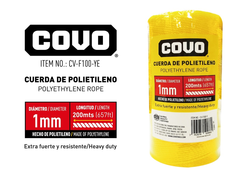 GUARAL 1MM x 200 MTS AMARILLO COVO 8-985