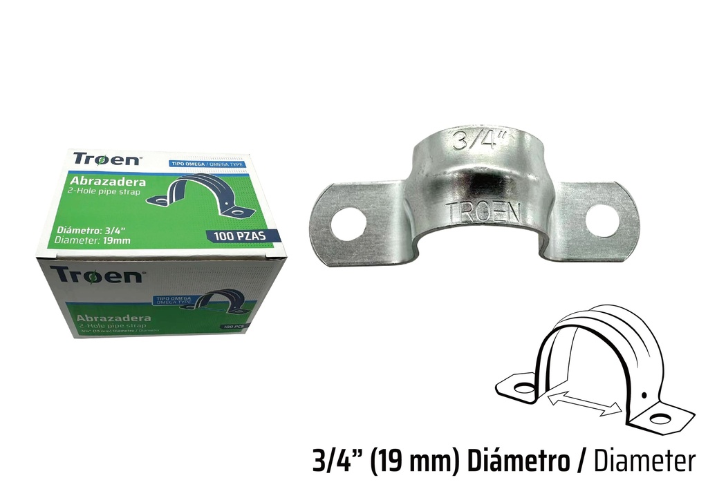 ABRAZADERA EMT DOBLE x 3/4" x 100 UNID TROEN 8-995