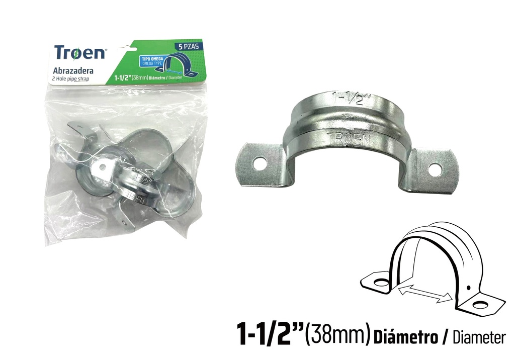 ABRAZADERA EMT DOBLE x 1 1/2" x 5 UNID TROEN 8-997