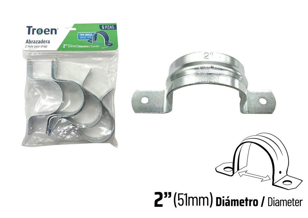 ABRAZADERA EMT DOBLE x 2" x 5 UNID TROEN 8-998