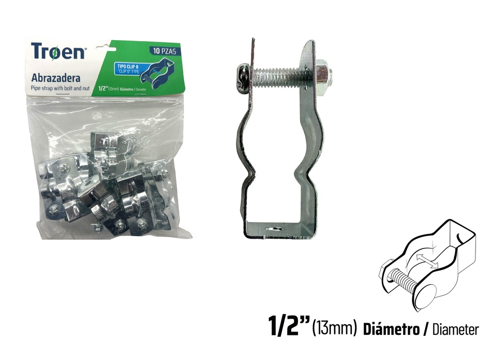 ABRAZADERA EMT CLIP x 1/2" x 10 UNID TROEN 8-999