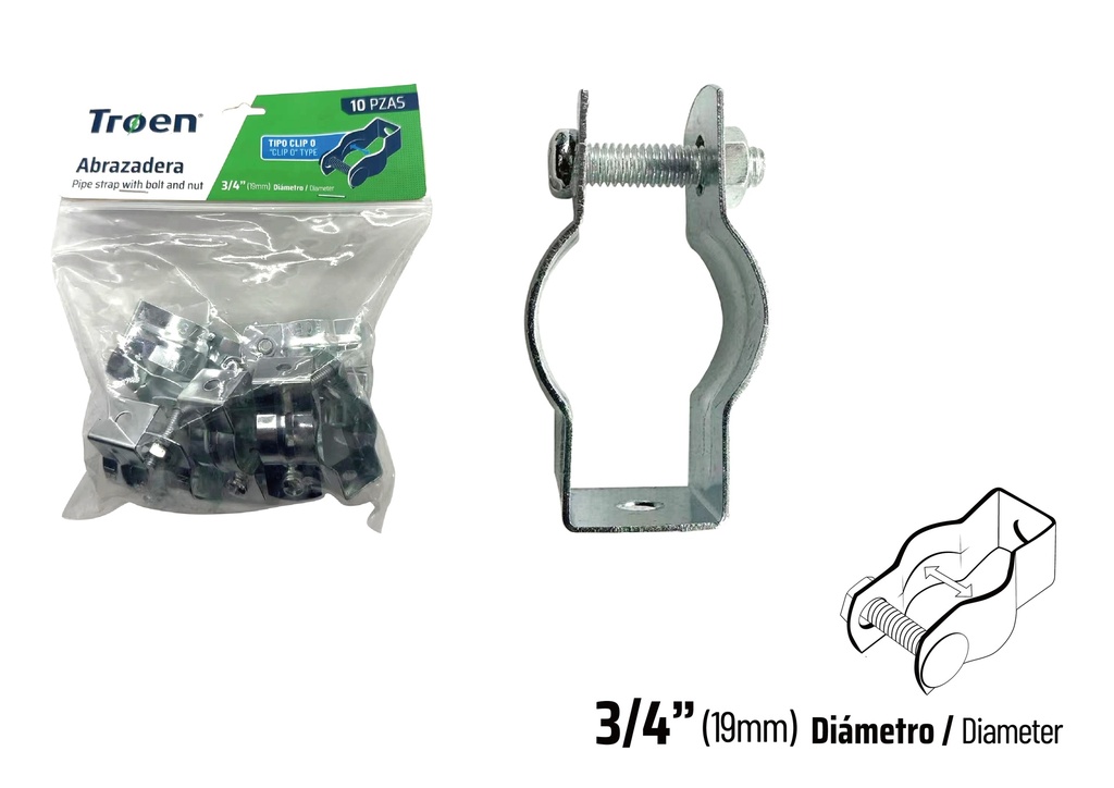 ABRAZADERA EMT CLIP x 3/4" x 10 UNID TROEN 9-013