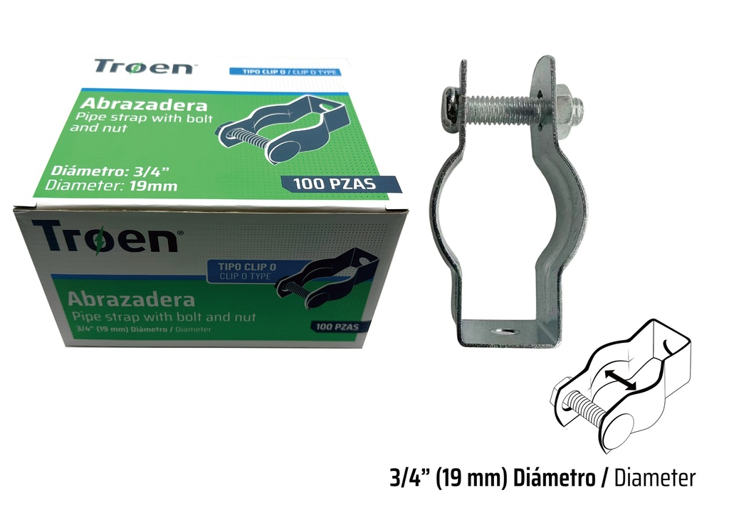 ABRAZADERA EMT CLIP x 3/4" x 100 UNID TROEN 9-014