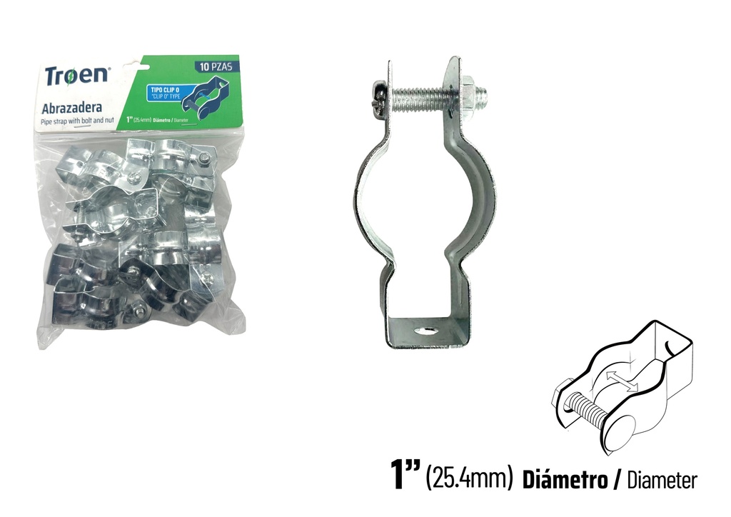 ABRAZADERA EMT CLIP x 1" x 10 UNID TROEN 9-015