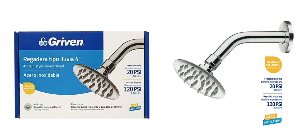 REGADERA REDONDA 4" GRIVEN 9-022