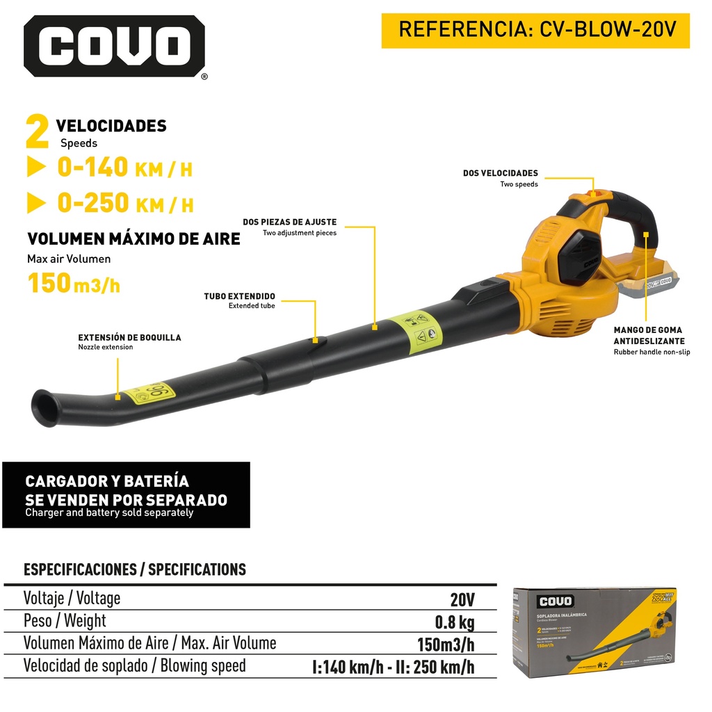 SOPLADORA INALAMBRICO 20V COVO 9-065
