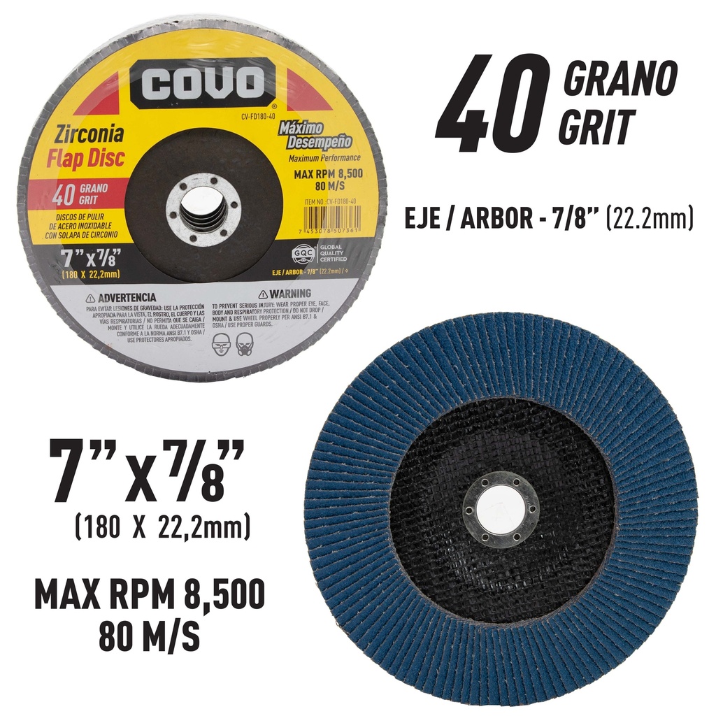 DISCO FLAP 7" GRANO 40 COVO 9-084