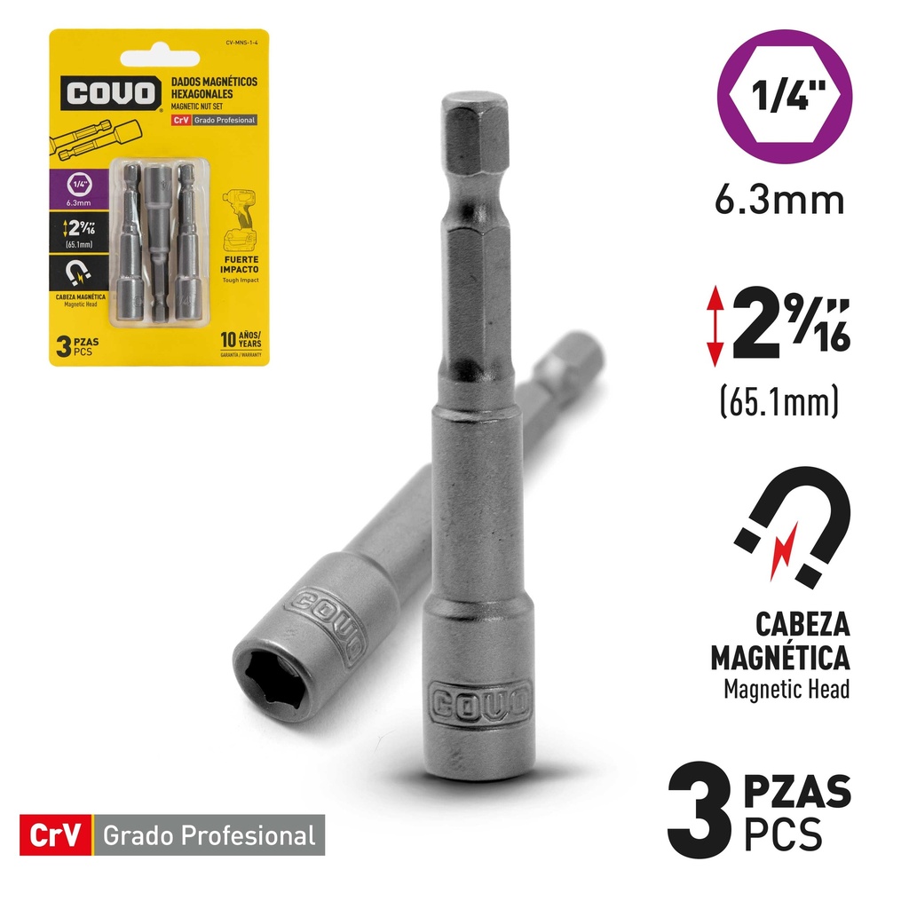 JUEGO DADO MAGNETICO x 1/4 HEX COVO 9-088