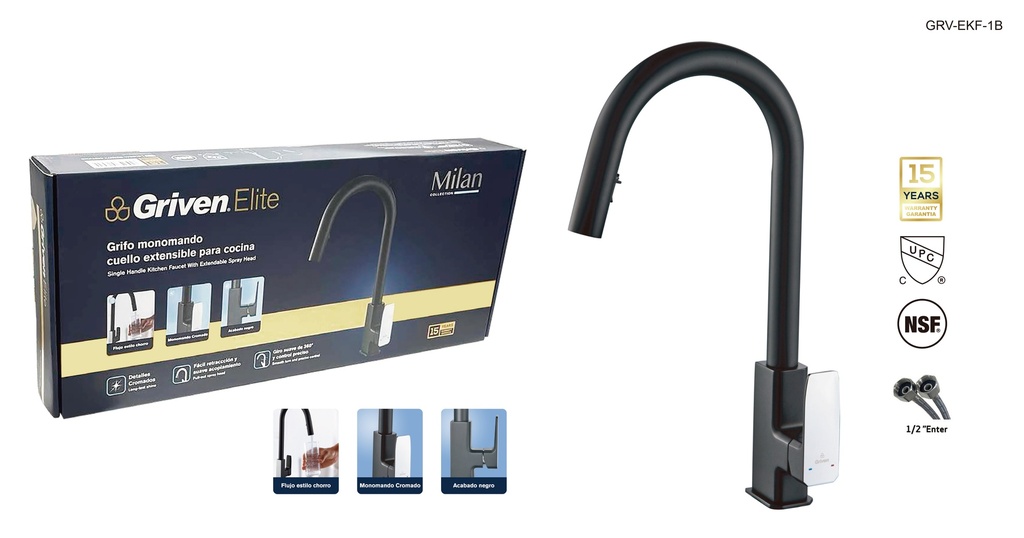 LLAVE FREGADERO MONO EXTEN MILAN GRIVEN ELITE 9-092