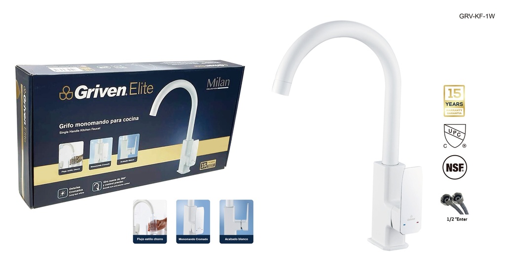 LLAVE FREGADERO MONOMANDO MILAN GRIVEN ELITE 9-097