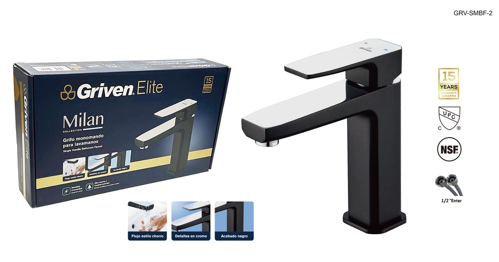 LLAVE LAVAMANO MONOMANDO MILAN GRIVEN ELITE 9-098