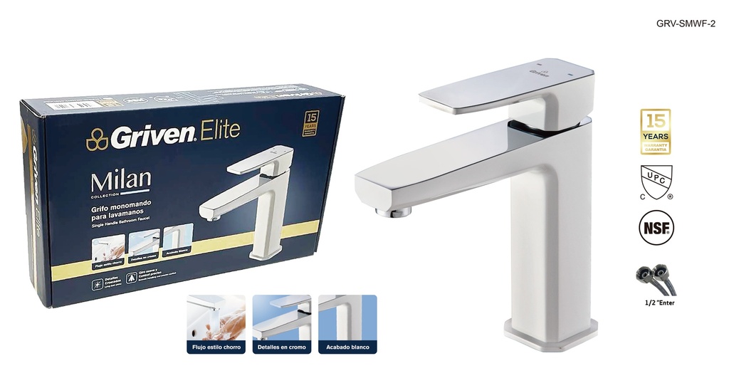 LLAVE LAVAMANO MONOMANDO MILAN GRIVEN ELITE 9-100
