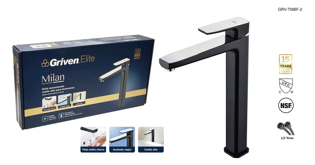 LLAVE LAVAMANO MONOMANDO MILAN GRIVEN ELITE 9-101