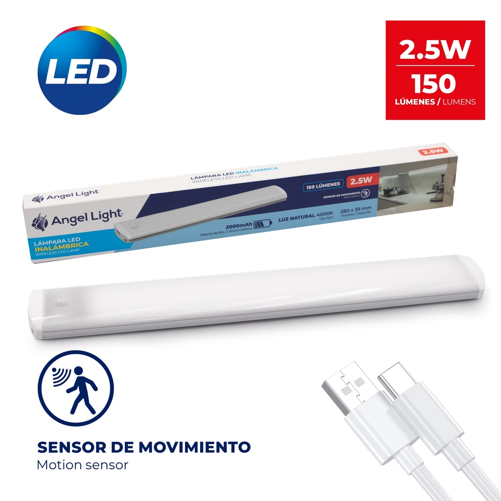 LAMPARA LED RECARGABLE 2.5W ANGEL LIGHT 9-108