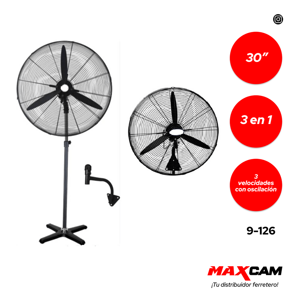 VENTILADOR INDUSTRIAL 3 EN 1 30" 9-126