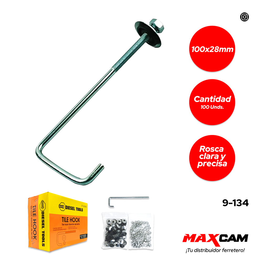GANCHO 2 x 1 CORTO (100mm) x 100UNID DIESEL T 9-134